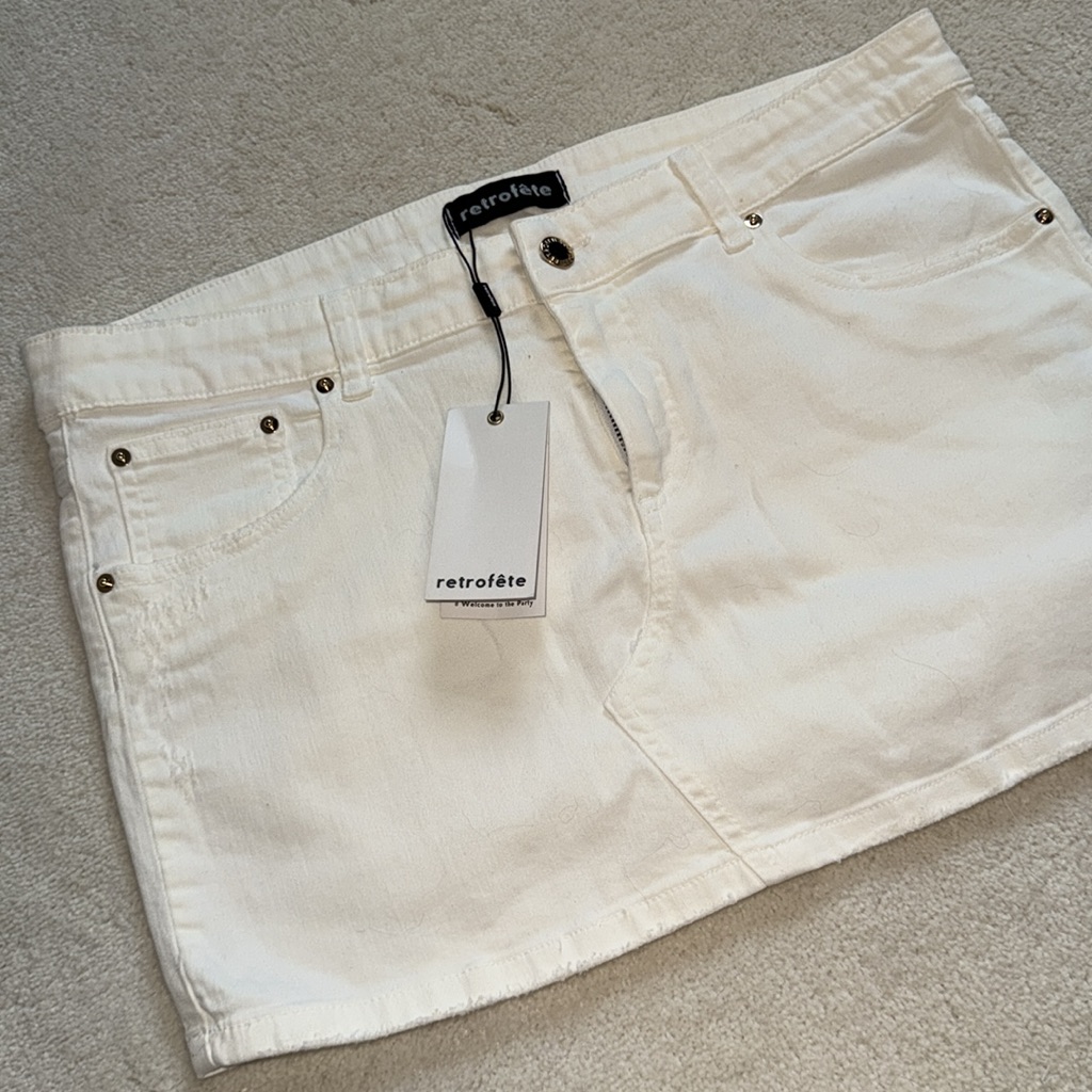 Retrofte White Denim Skirt